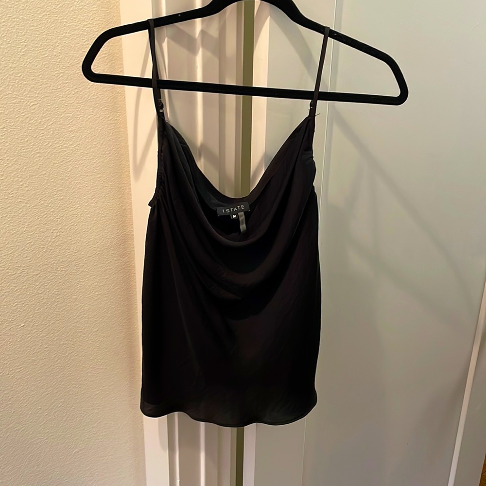 1.State Satin Black Cowl Neck tank